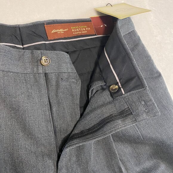 NWT EDDIE BAUER Nano Care Dress Casual Pleated Ruston Fit Pants Charcoal 34 x 30 - Picture 8 of 12